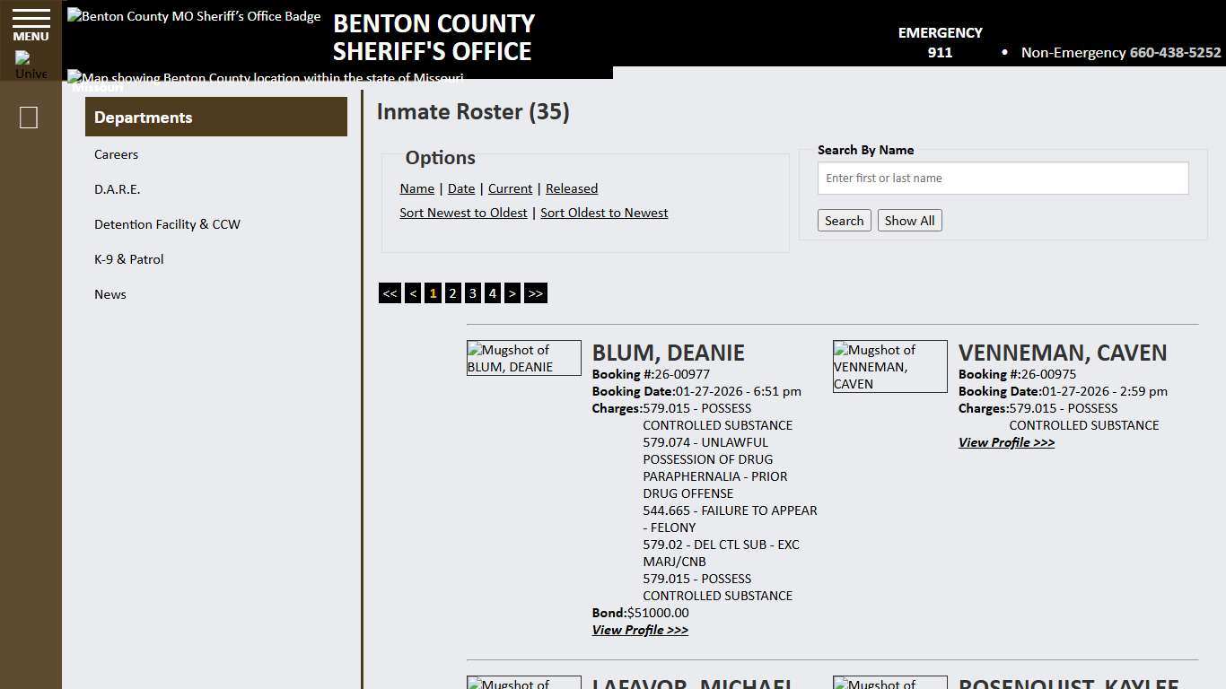 Inmate Roster - Current Inmates Booking Date Descending - Benton County MO Sheriff’s Office